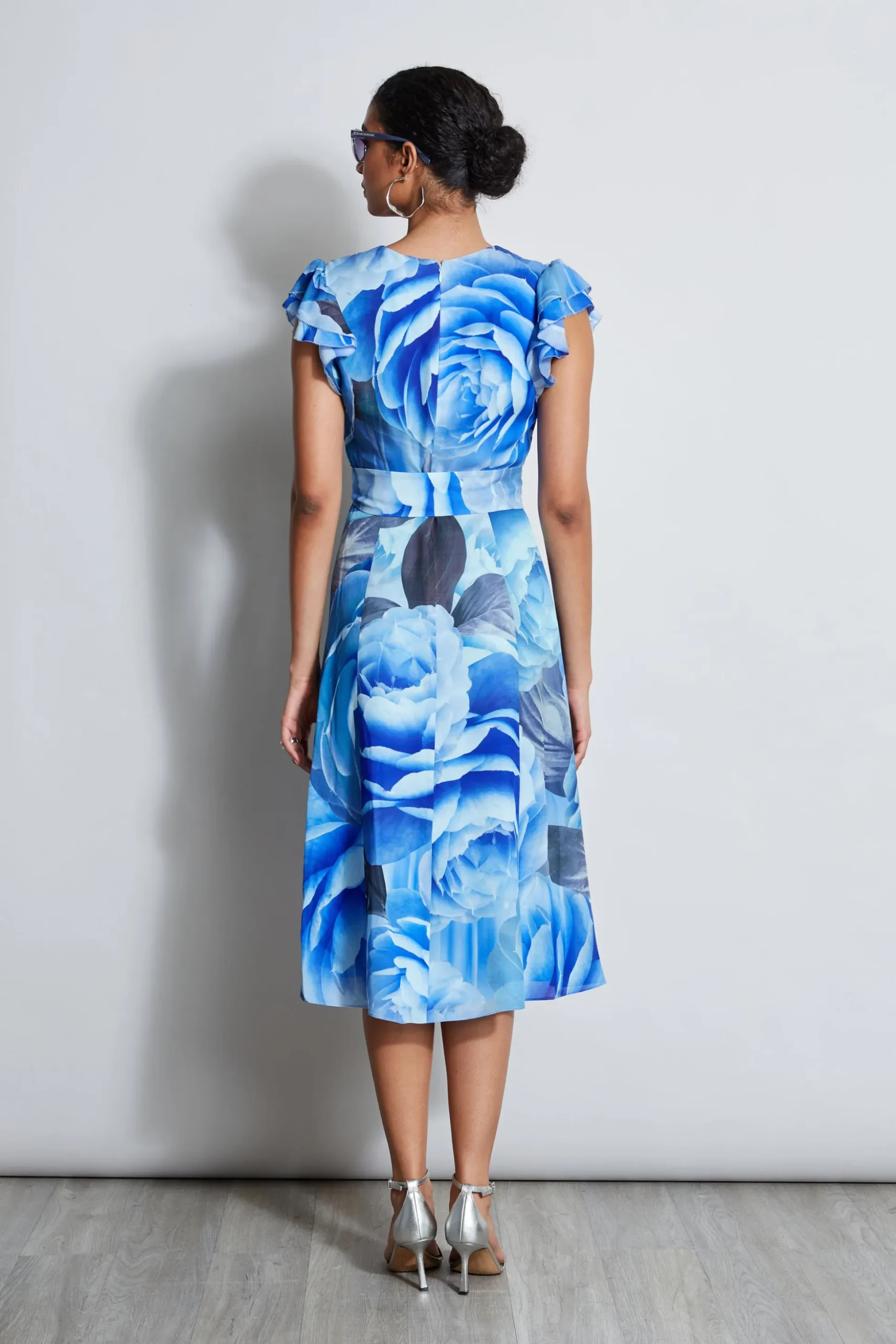 Elie Tahari Dresses & Jumpsuits|Short Sleeve Dresses-Silk Fantasy Garden Midi Dress LAPISMULTI