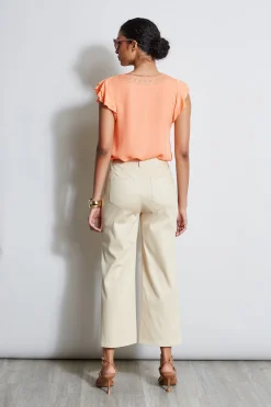 Elie Tahari Tops & Sweaters-Silk Flutter Sleeve Embroidered Shirt TANGERINE