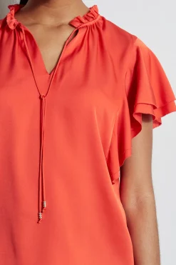 Elie Tahari Tops & Sweaters-Silk Flutter Sleeve Tie Shirt JUPITERGLOW