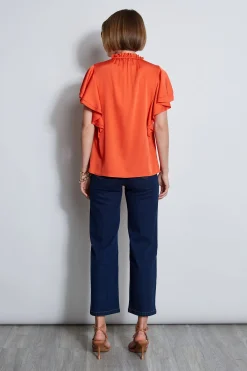 Elie Tahari Tops & Sweaters-Silk Flutter Sleeve Tie Shirt JUPITERGLOW