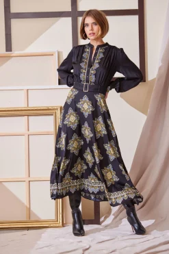 Elie Tahari Dresses & Jumpsuits|Midi Dresses-Silk Geometric Midi Dress MARSEILLEPRINT