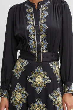 Elie Tahari Dresses & Jumpsuits|Midi Dresses-Silk Geometric Midi Dress MARSEILLEPRINT