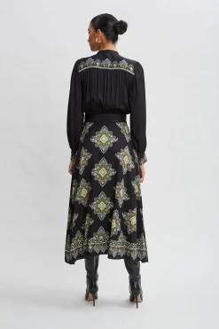 Elie Tahari Dresses & Jumpsuits|Midi Dresses-Silk Geometric Midi Dress MARSEILLEPRINT