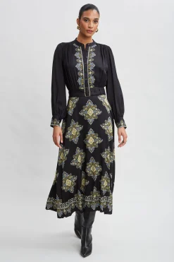 Elie Tahari Dresses & Jumpsuits|Midi Dresses-Silk Geometric Midi Dress MARSEILLEPRINT
