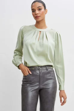 Elie Tahari Tops & Sweaters-Silk Keyhole Shirt SILVERSPRUCE