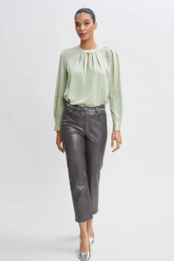 Elie Tahari Tops & Sweaters-Silk Keyhole Shirt SILVERSPRUCE