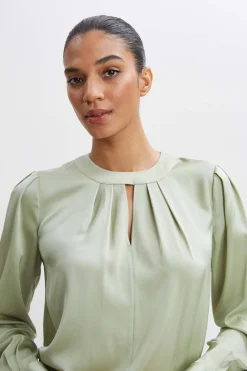 Elie Tahari Tops & Sweaters-Silk Keyhole Shirt SILVERSPRUCE