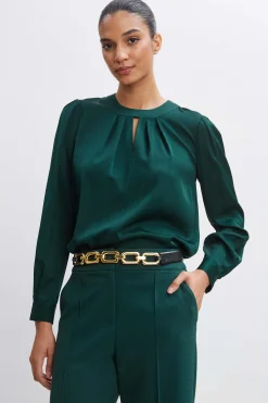 Elie Tahari Tops & Sweaters-Silk Keyhole Shirt JUNIPER