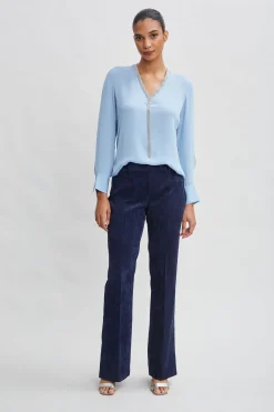Elie Tahari Tops & Sweaters-Silk Long Sleeve Chain Shirt SKYBLUE