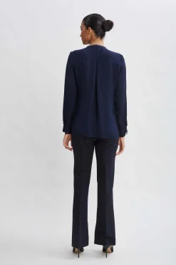 Elie Tahari Tops & Sweaters-Silk Long Sleeve Chain Shirt MIDNIGHT