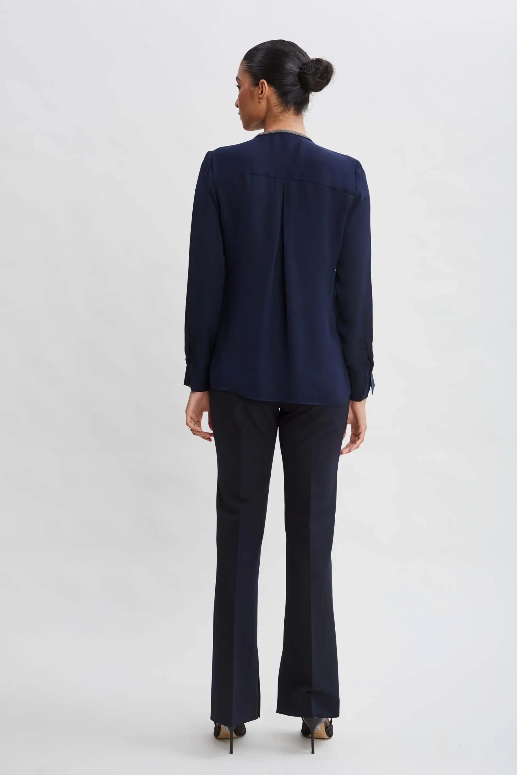 Elie Tahari Tops & Sweaters-Silk Long Sleeve Chain Shirt MIDNIGHT