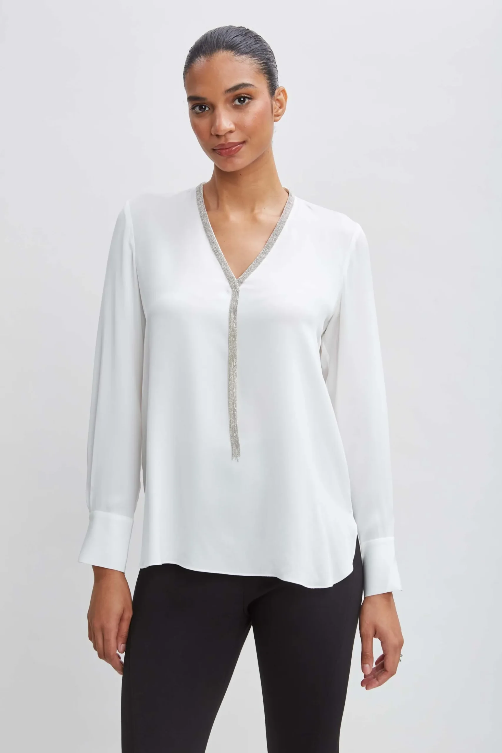 Elie Tahari Tops & Sweaters-Silk Long Sleeve Chain Shirt FRESHPEARL