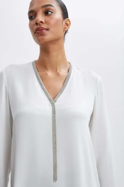 Elie Tahari Tops & Sweaters-Silk Long Sleeve Chain Shirt FRESHPEARL