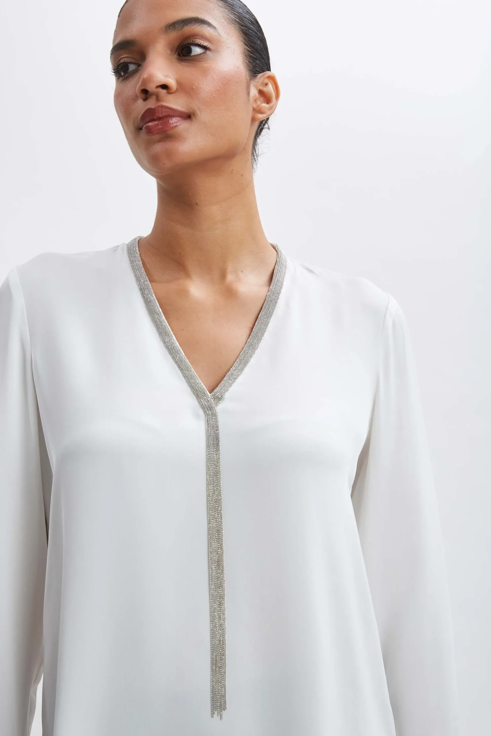 Elie Tahari Tops & Sweaters-Silk Long Sleeve Chain Shirt FRESHPEARL