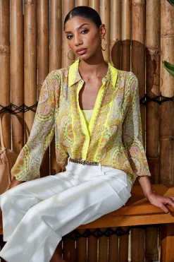 Elie Tahari Tops & Sweaters-Silk Mosaic Tile Button Down Shirt MULTI