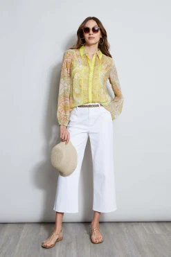 Elie Tahari Tops & Sweaters-Silk Mosaic Tile Button Down Shirt MULTI