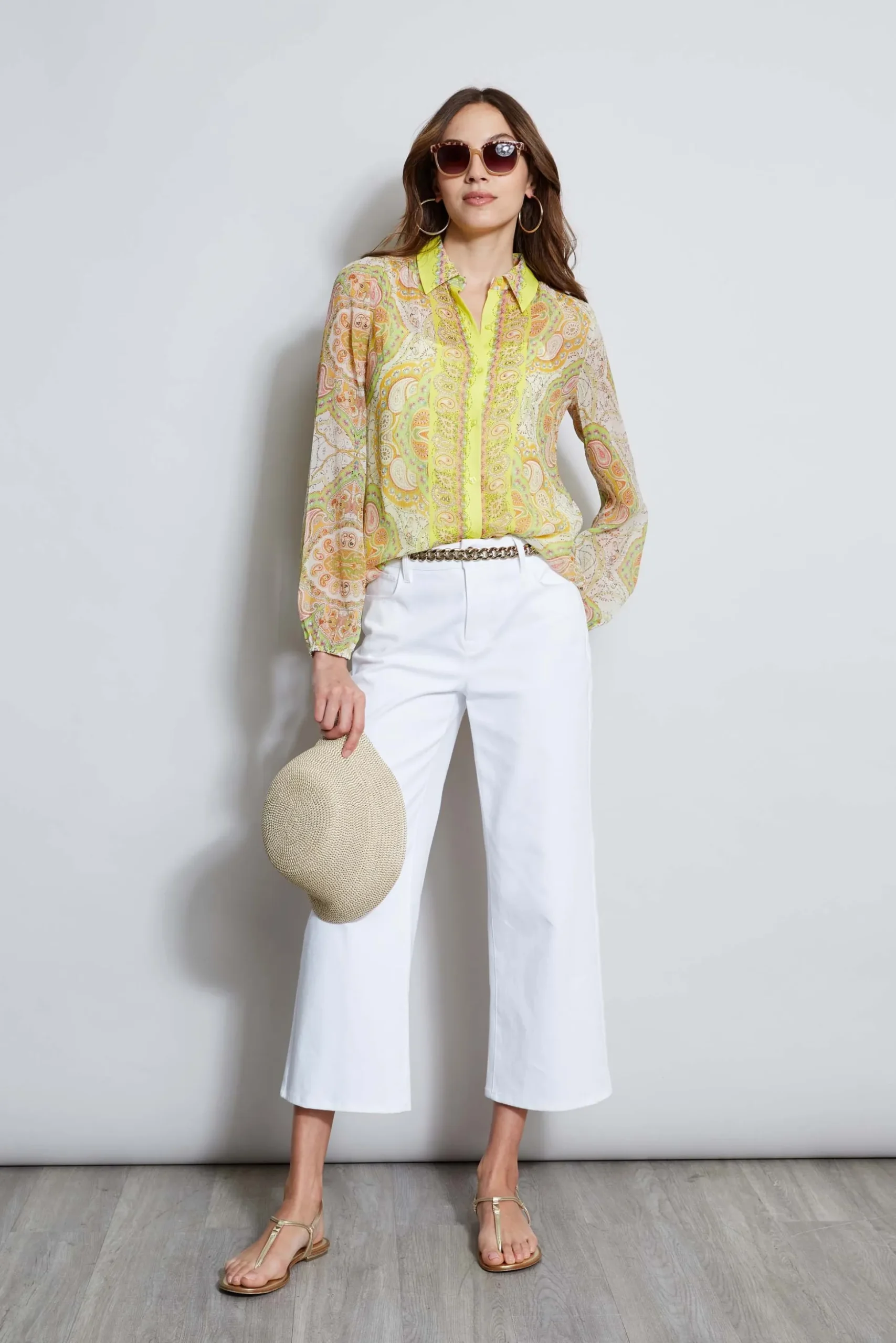 Elie Tahari Tops & Sweaters-Silk Mosaic Tile Button Down Shirt MULTI