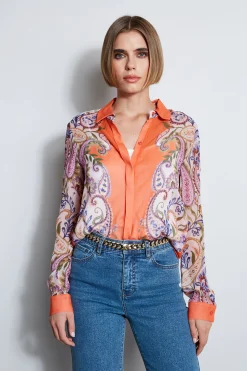 Elie Tahari Tops & Sweaters-Silk Paisley Button Down Shirt MULTI