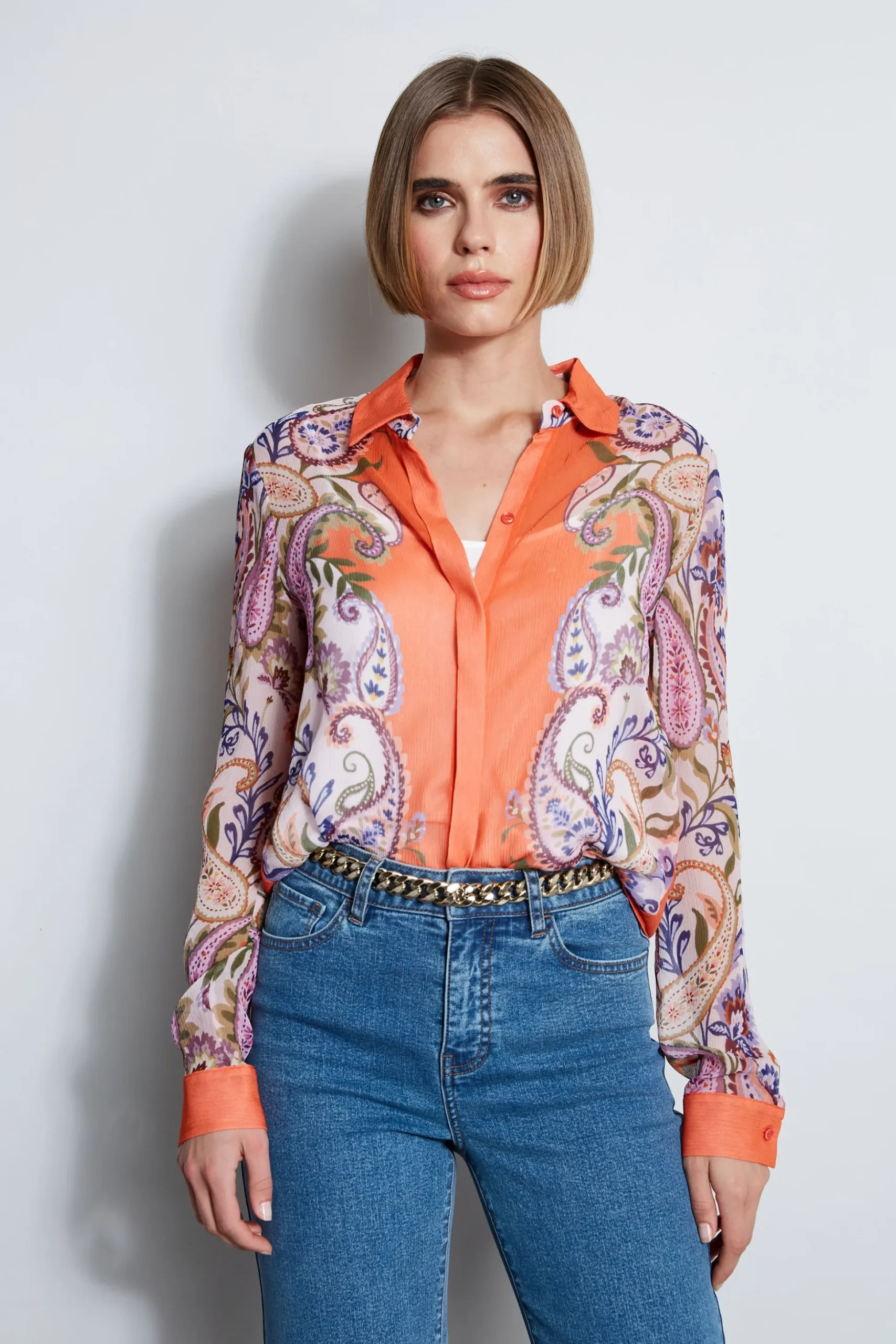 Elie Tahari Tops & Sweaters-Silk Paisley Button Down Shirt MULTI