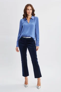 Elie Tahari Tops & Sweaters-Silk Pintuck Shirt SLATEBLUE