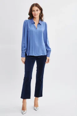 Elie Tahari Tops & Sweaters-Silk Pintuck Shirt SLATEBLUE