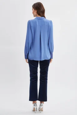 Elie Tahari Tops & Sweaters-Silk Pintuck Shirt SLATEBLUE
