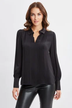 Elie Tahari Tops & Sweaters-Silk Pintuck Shirt BLACK