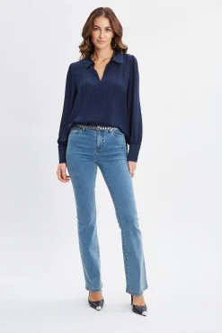 Elie Tahari Tops & Sweaters-Silk Pintuck Shirt MIDNIGHT