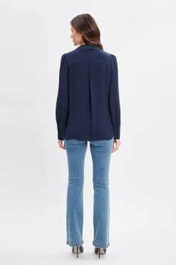 Elie Tahari Tops & Sweaters-Silk Pintuck Shirt MIDNIGHT
