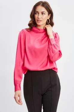 Elie Tahari Tops & Sweaters-Silk Pleated Draped Neck Shirt HAUTEPINK
