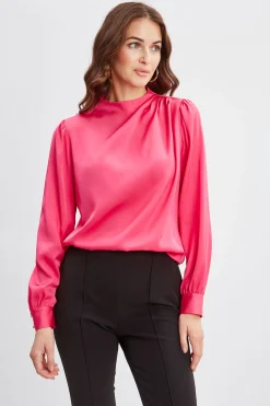 Elie Tahari Tops & Sweaters-Silk Pleated Draped Neck Shirt HAUTEPINK