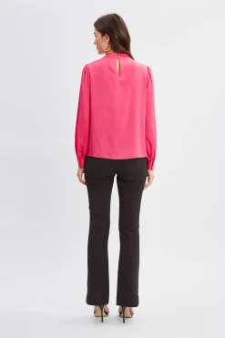Elie Tahari Tops & Sweaters-Silk Pleated Draped Neck Shirt HAUTEPINK