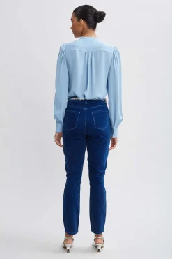 Elie Tahari Tops & Sweaters|Suiting-Silk Ruffle Button Down Shirt SKYBLUE