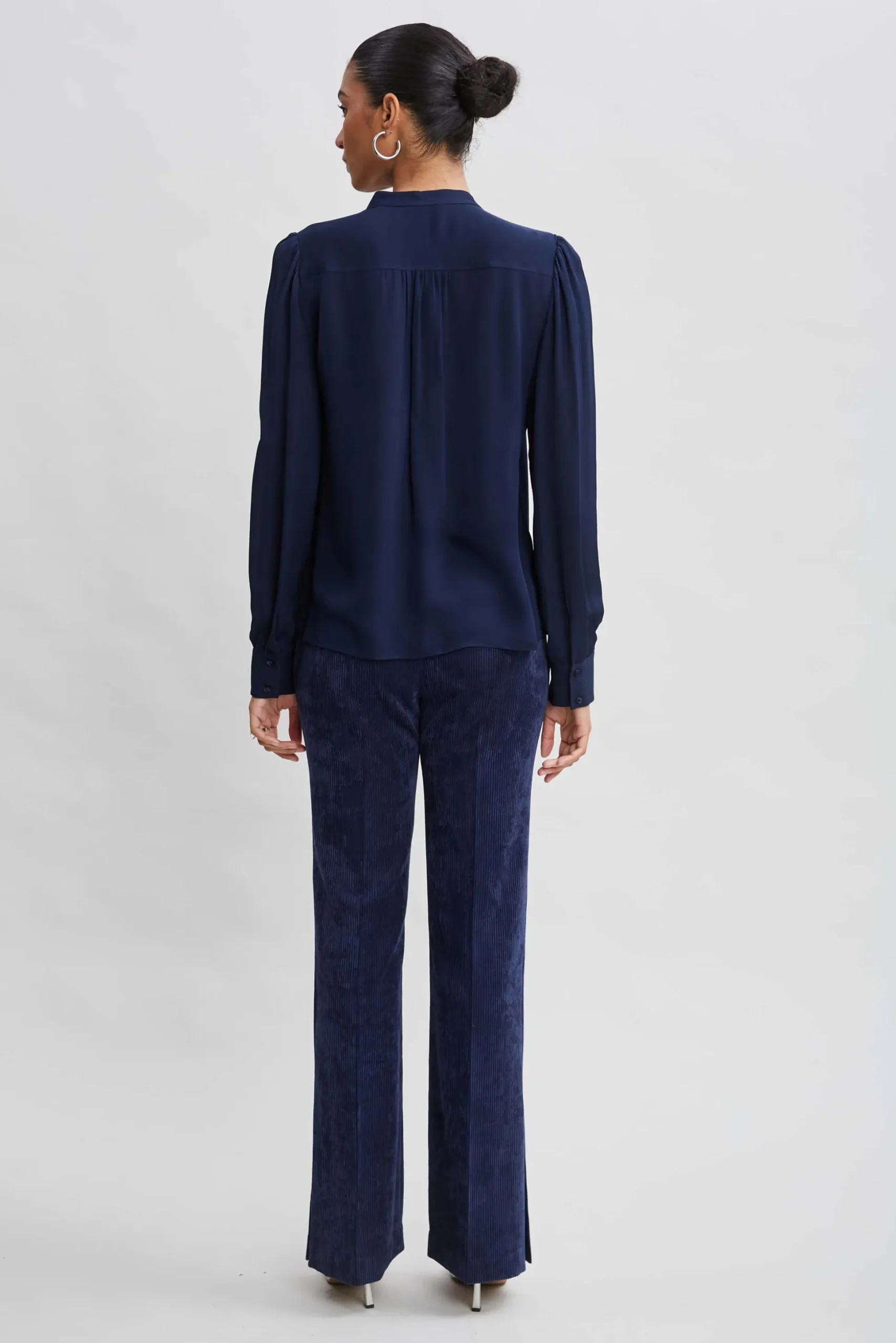 Elie Tahari Tops & Sweaters|Suiting-Silk Ruffle Button Down Shirt MIDNIGHT