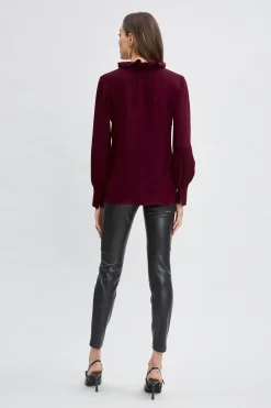 Elie Tahari Tops & Sweaters-Silk Ruffle Neck Shirt SANGRIA