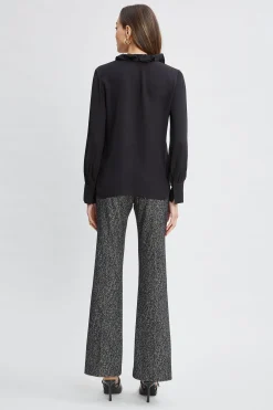 Elie Tahari Tops & Sweaters-Silk Ruffle Neck Shirt BLACK