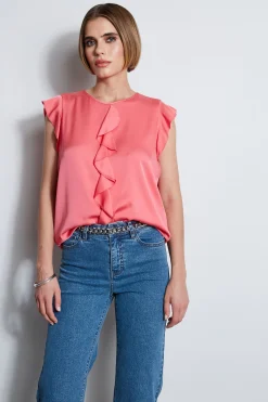 Elie Tahari Tops & Sweaters-Silk Ruffle Shirt ISLANDPINK