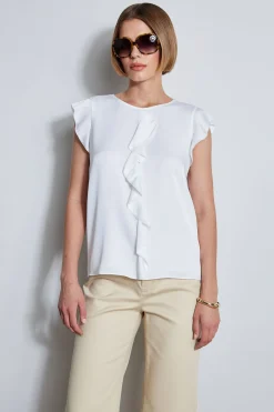 Elie Tahari Tops & Sweaters-Silk Ruffle Shirt SkyWhite
