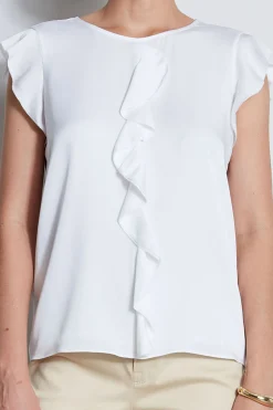 Elie Tahari Tops & Sweaters-Silk Ruffle Shirt SkyWhite