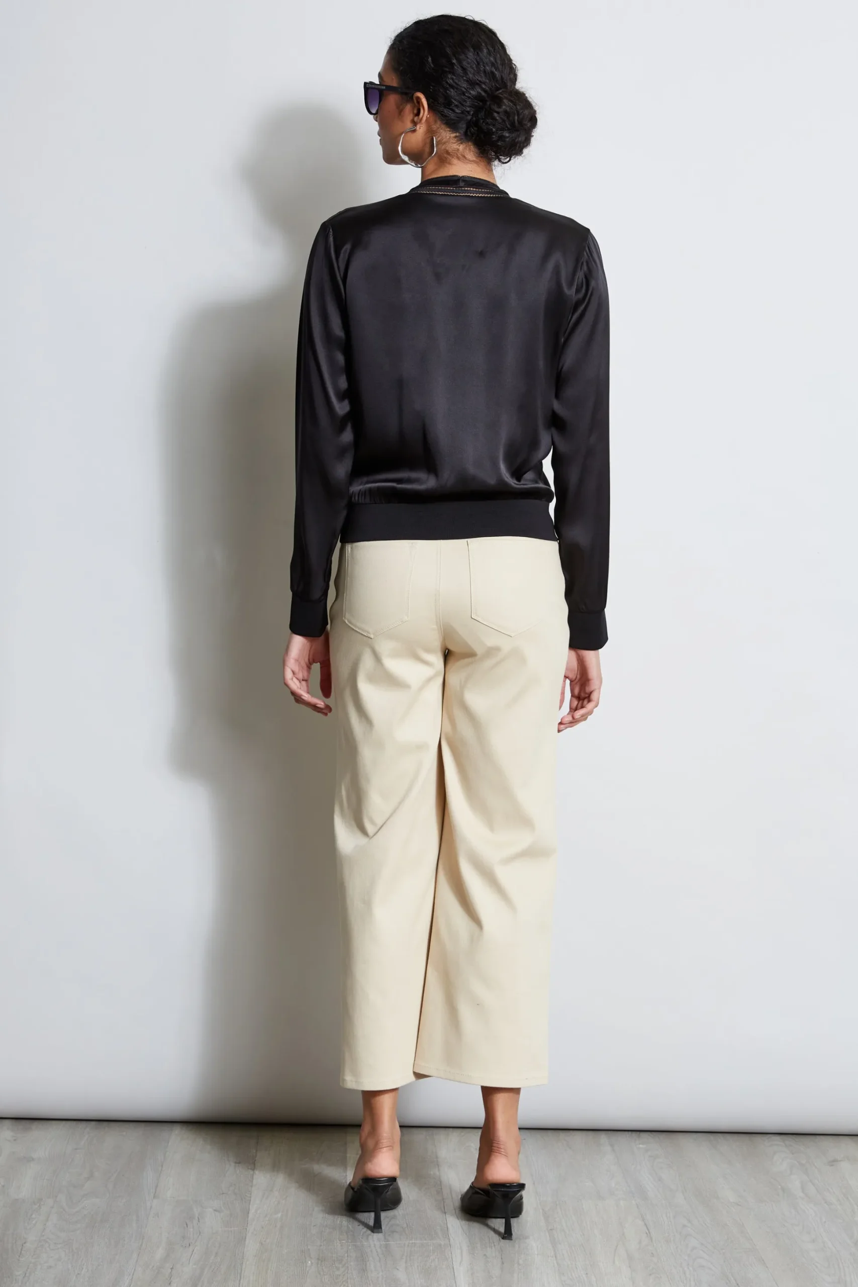 Elie Tahari Jackets & Blazers-Silk Satin Bomber Jacket BLACK