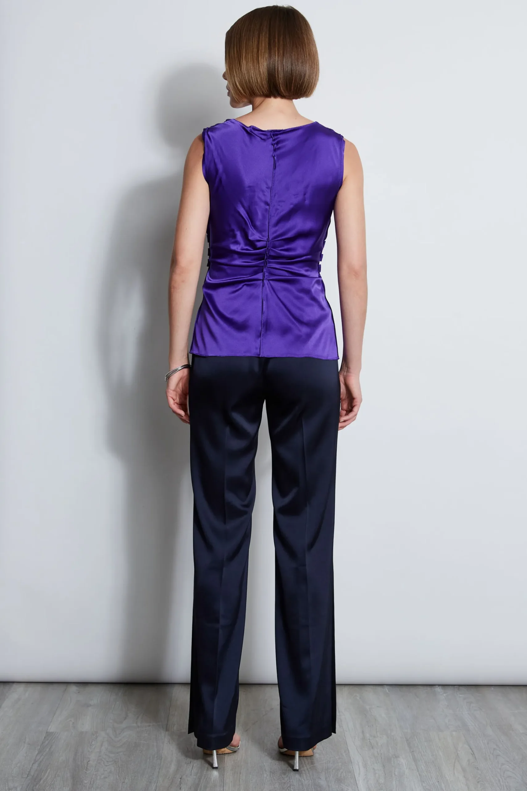 Elie Tahari Tops & Sweaters-Silk Satin Braid Ruched Top GRAPE