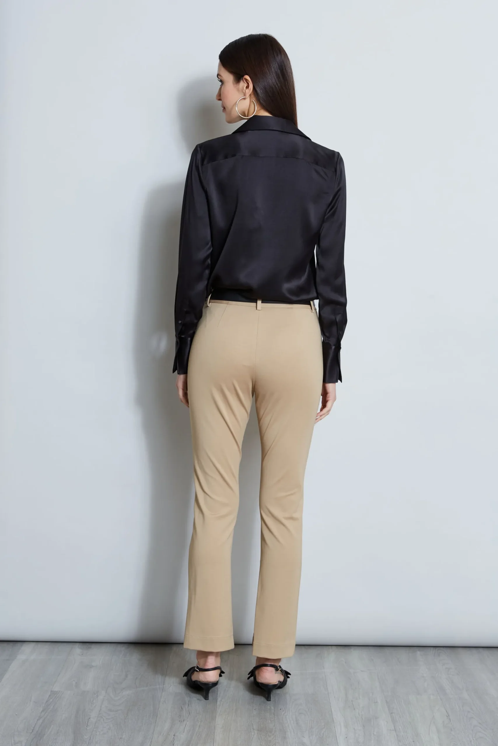Elie Tahari Tops & Sweaters-Silk Satin Button Down Shirt BLACK