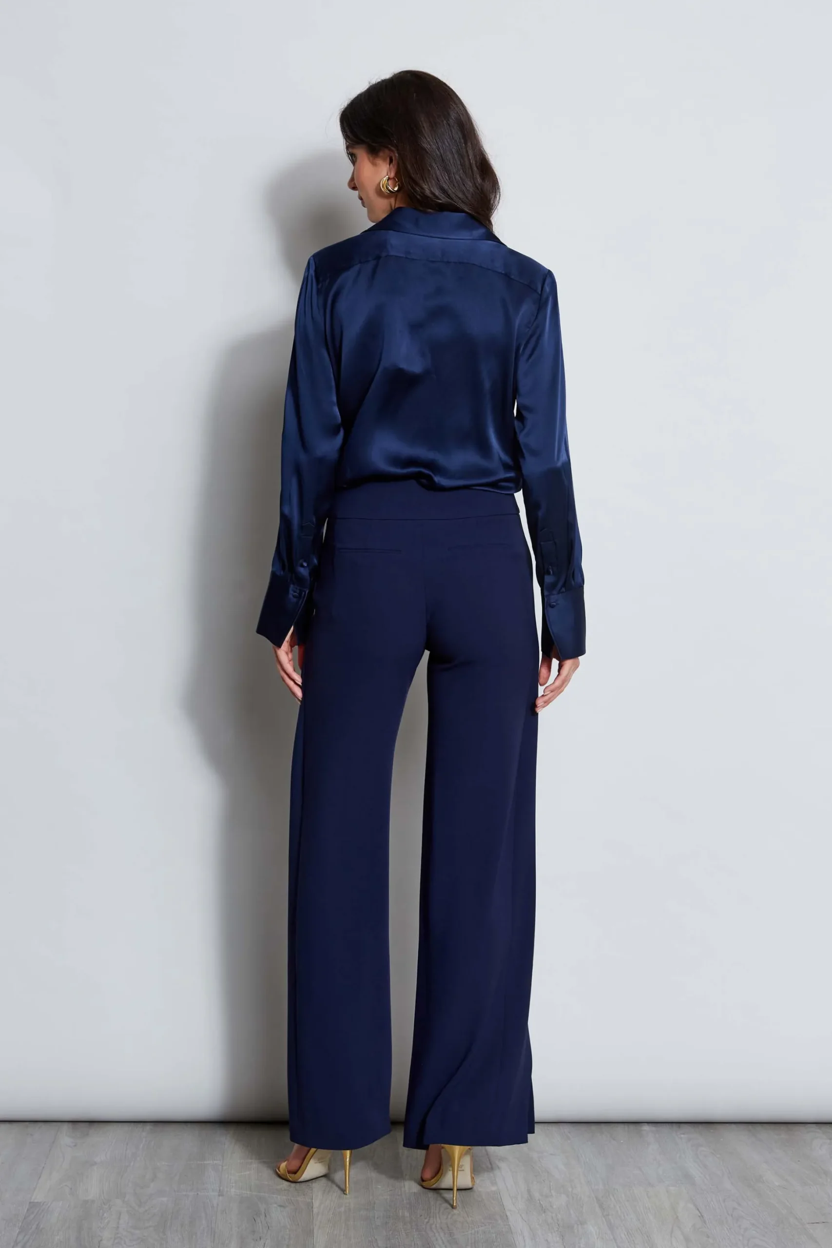 Elie Tahari Tops & Sweaters-Silk Satin Button Down Shirt GALAXYNAVY