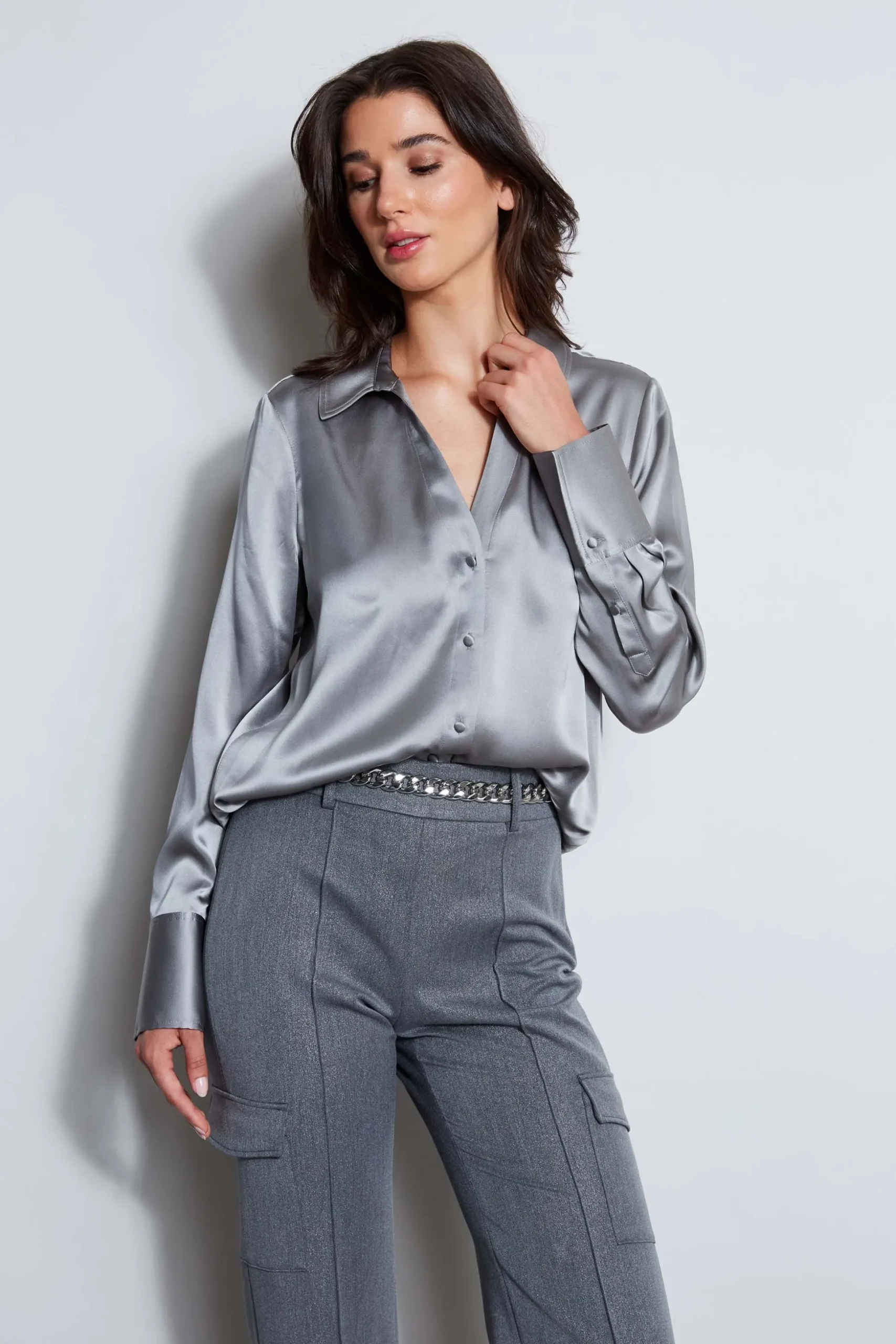 Elie Tahari Tops & Sweaters|Suiting-Silk Satin Button Down Shirt COMET