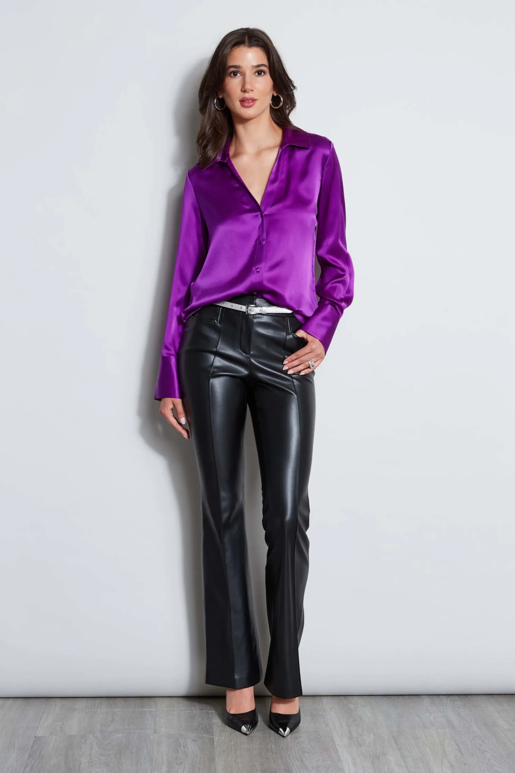 Elie Tahari Tops & Sweaters|Suiting-Silk Satin Button Down Shirt BERRY
