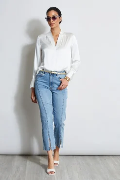 Elie Tahari Tops & Sweaters-Silk Satin Contour Neck Shirt FRESHPEARL