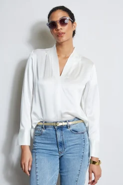 Elie Tahari Tops & Sweaters-Silk Satin Contour Neck Shirt FRESHPEARL