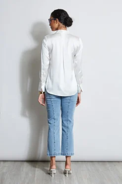 Elie Tahari Tops & Sweaters-Silk Satin Contour Neck Shirt FRESHPEARL
