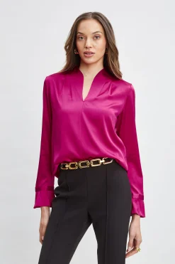 Elie Tahari Tops & Sweaters-Silk Satin Contour Neck Shirt ROSE