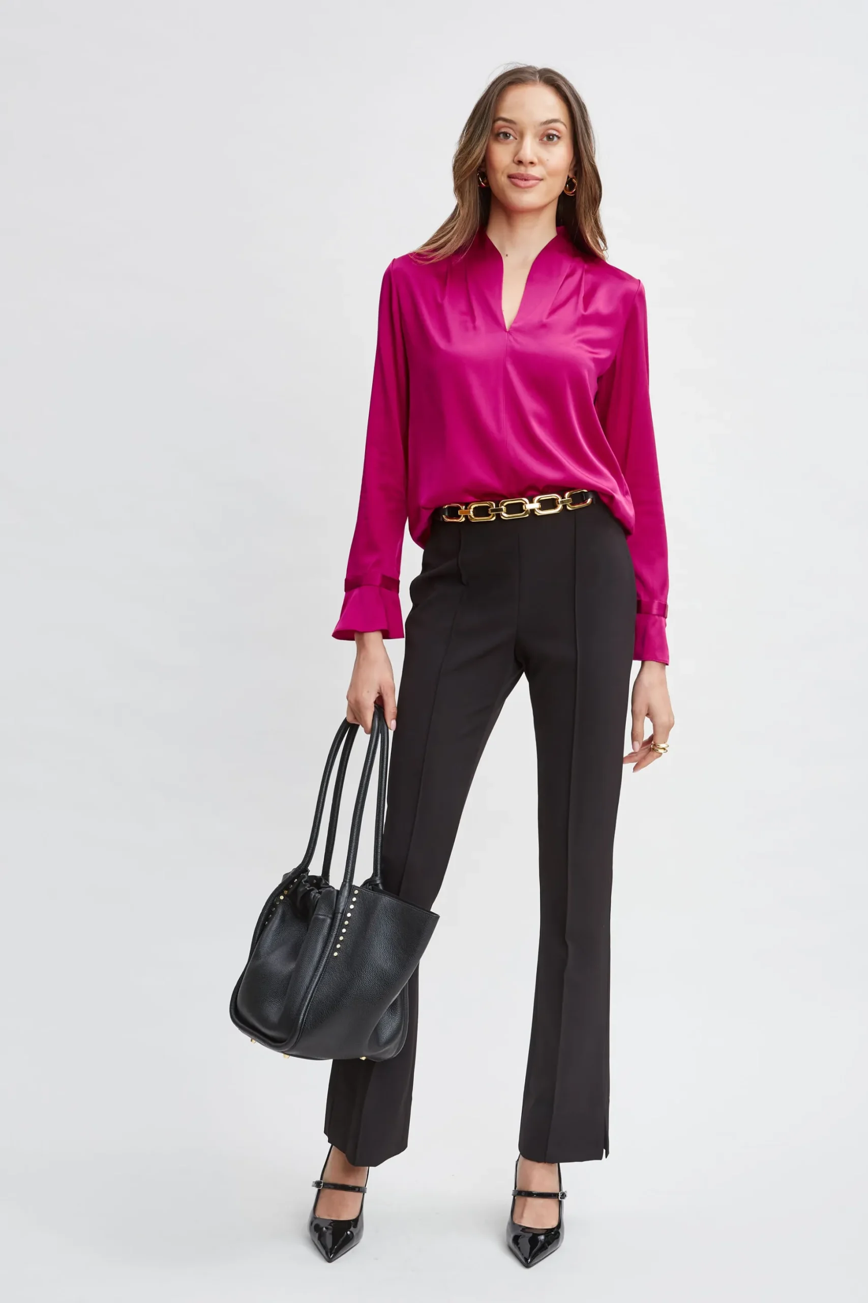 Elie Tahari Tops & Sweaters-Silk Satin Contour Neck Shirt ROSE